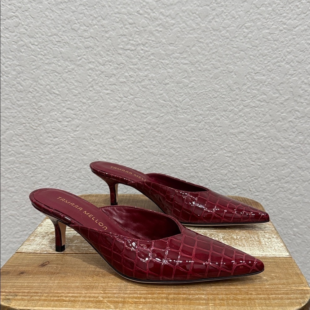 Tamara Mellon Red Croc Leather Mule Pump Size 6 — image 2 of 7